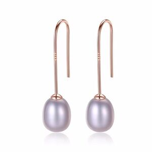 •High-end Minimalist 925 Sterling Silver Freshwater Pearl Drop Earrings